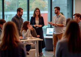 Group participating in an interactive communication workshop