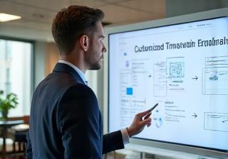Trainer outlining a customized program on a whiteboard