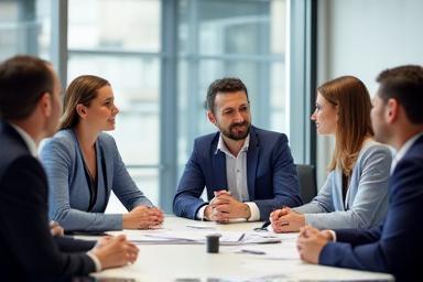 Team members collaborating effectively in a business meeting
